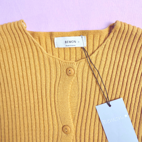 Kids Round Neck Rib Cardigan | Size 6Y Korean brand Bemon - Image 3