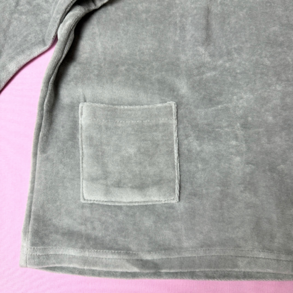 Gray Velvet Sweatshirt for Girls | Size 4-5T Korean brand Bemon - Image 5
