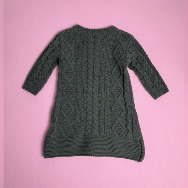 Grey Cable Knit Sweater Dress Korean Brand Bemon Size 18-24 Months - Image 2