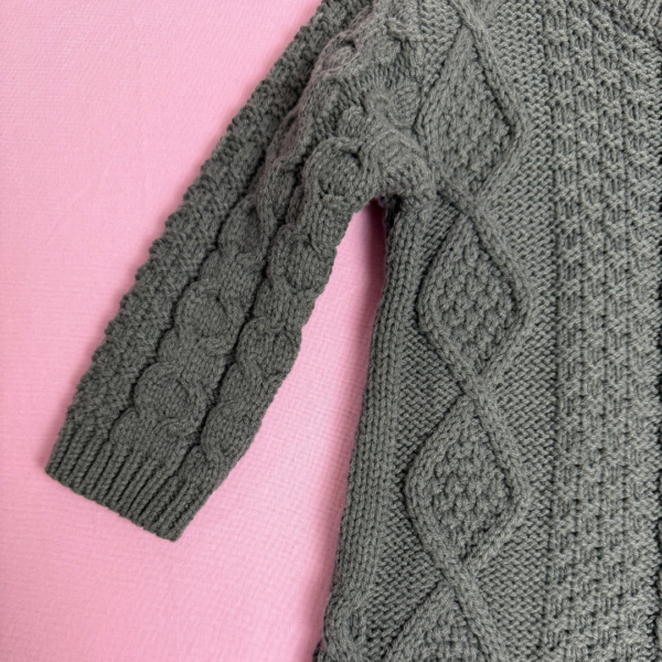 Grey Cable Knit Sweater Dress Korean Brand Bemon Size 18-24 Months - Image 3