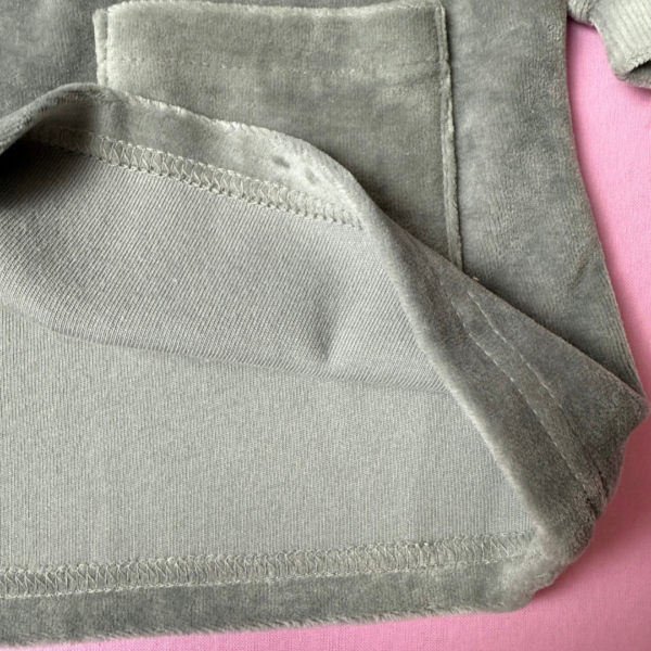 Gray Velvet Sweatshirt for Girls | Size 4-5T Korean brand Bemon - Image 4