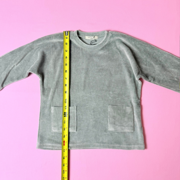 Gray Velvet Sweatshirt for Girls | Size 4-5T Korean brand Bemon - Image 6