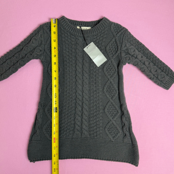 Grey Cable Knit Sweater Dress Korean Brand Bemon Size 18-24 Months - Image 4