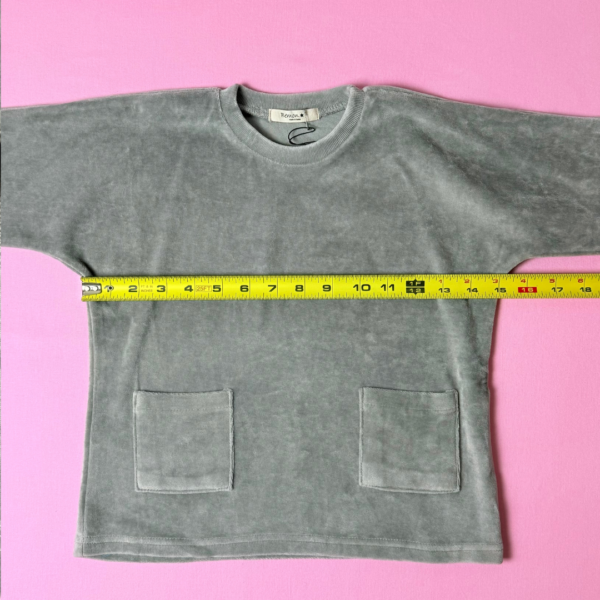 Gray Velvet Sweatshirt for Girls | Size 4-5T Korean brand Bemon - Image 7